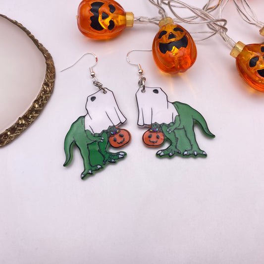 T-Rex Ghost Costume Earrings