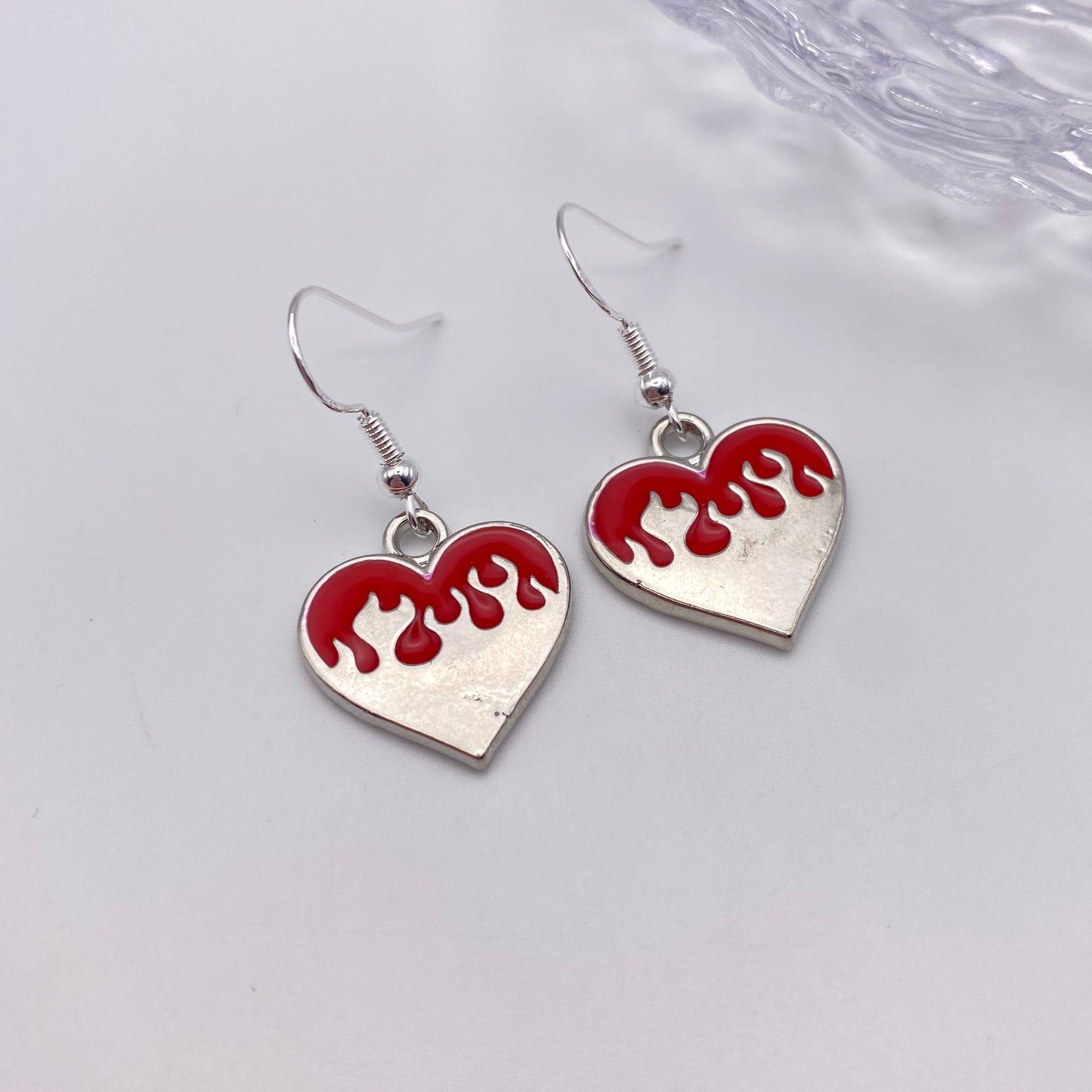 Red Flame Heart Earrings