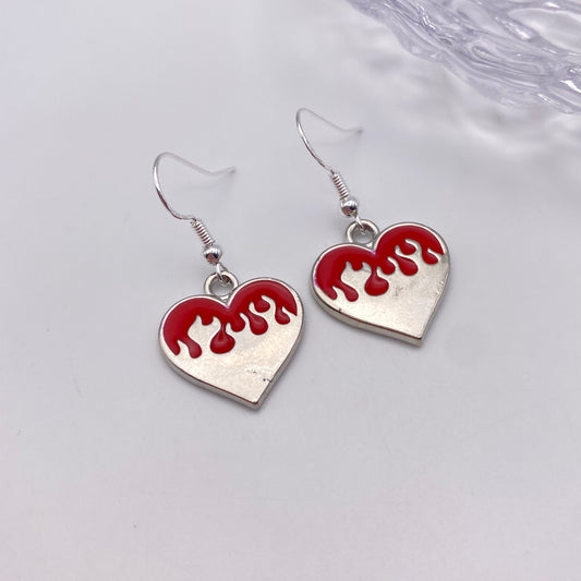 Red Flame Heart Earrings