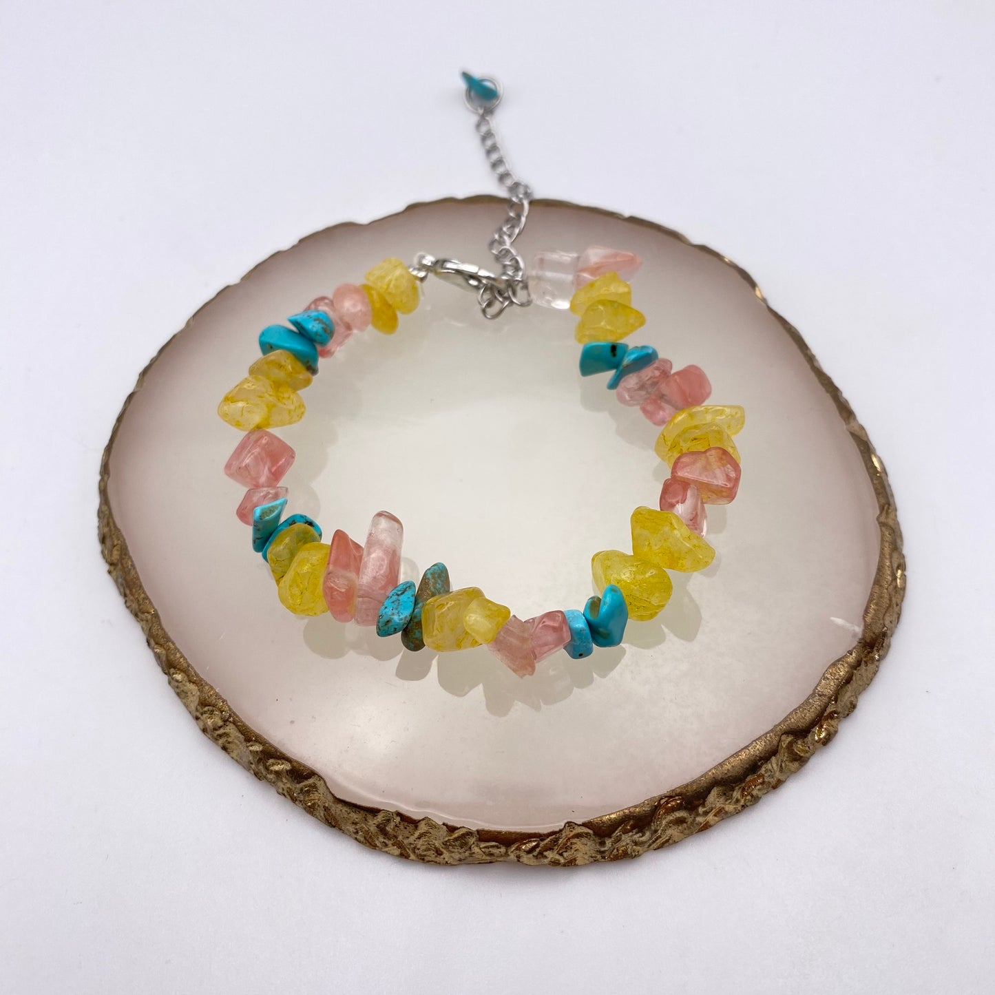 Pink, Yellow and Blue Crystal Bracelet