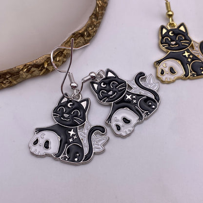 Skull Cat Earrings