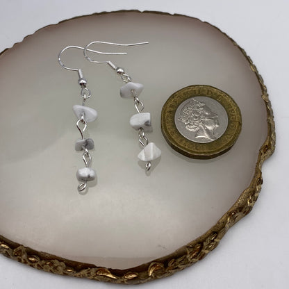 Dangly White Howlite Crystal Earrings