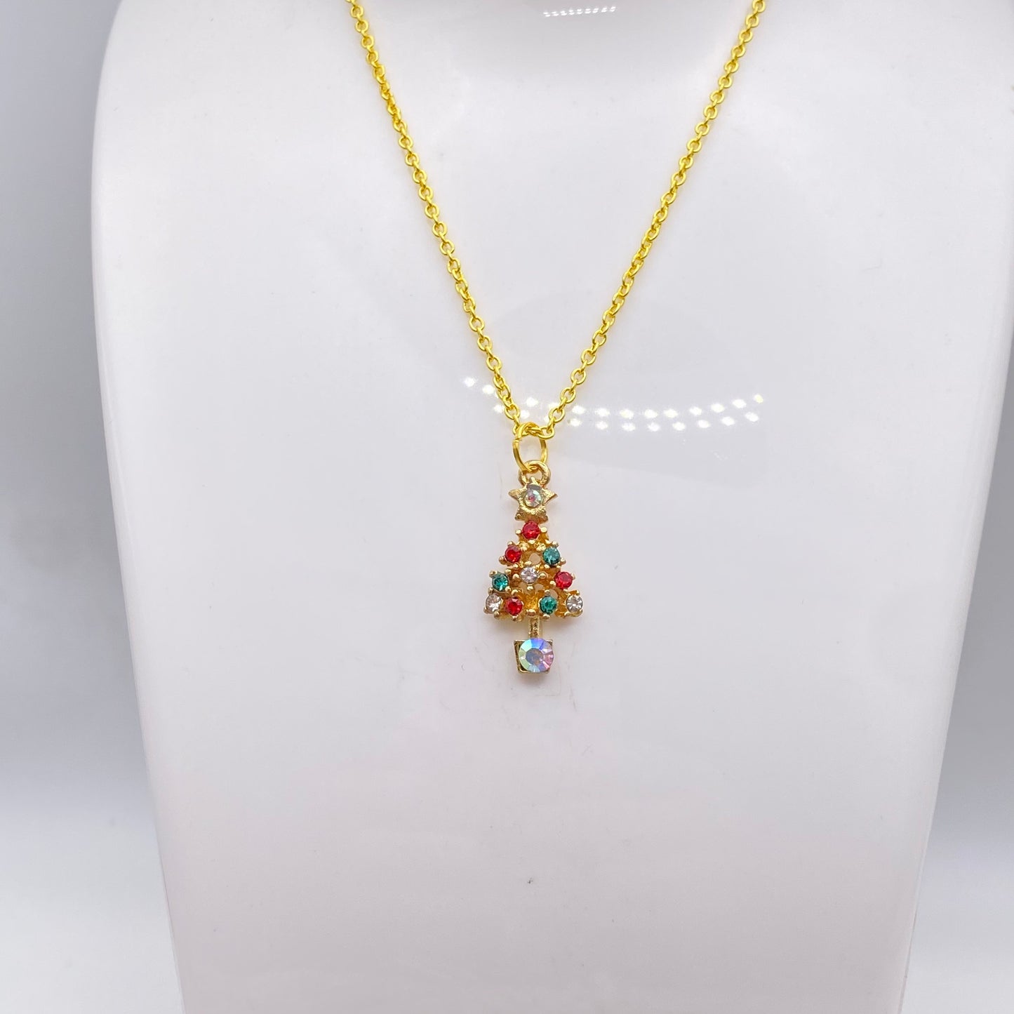 Gold Christmas Tree Necklace