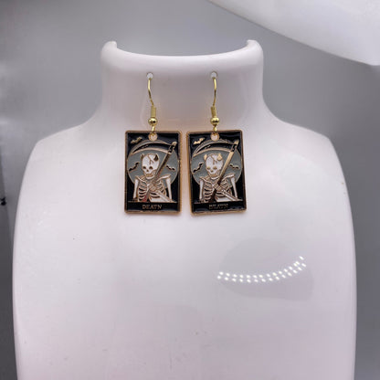 Gold Death Tarot Card Earrings