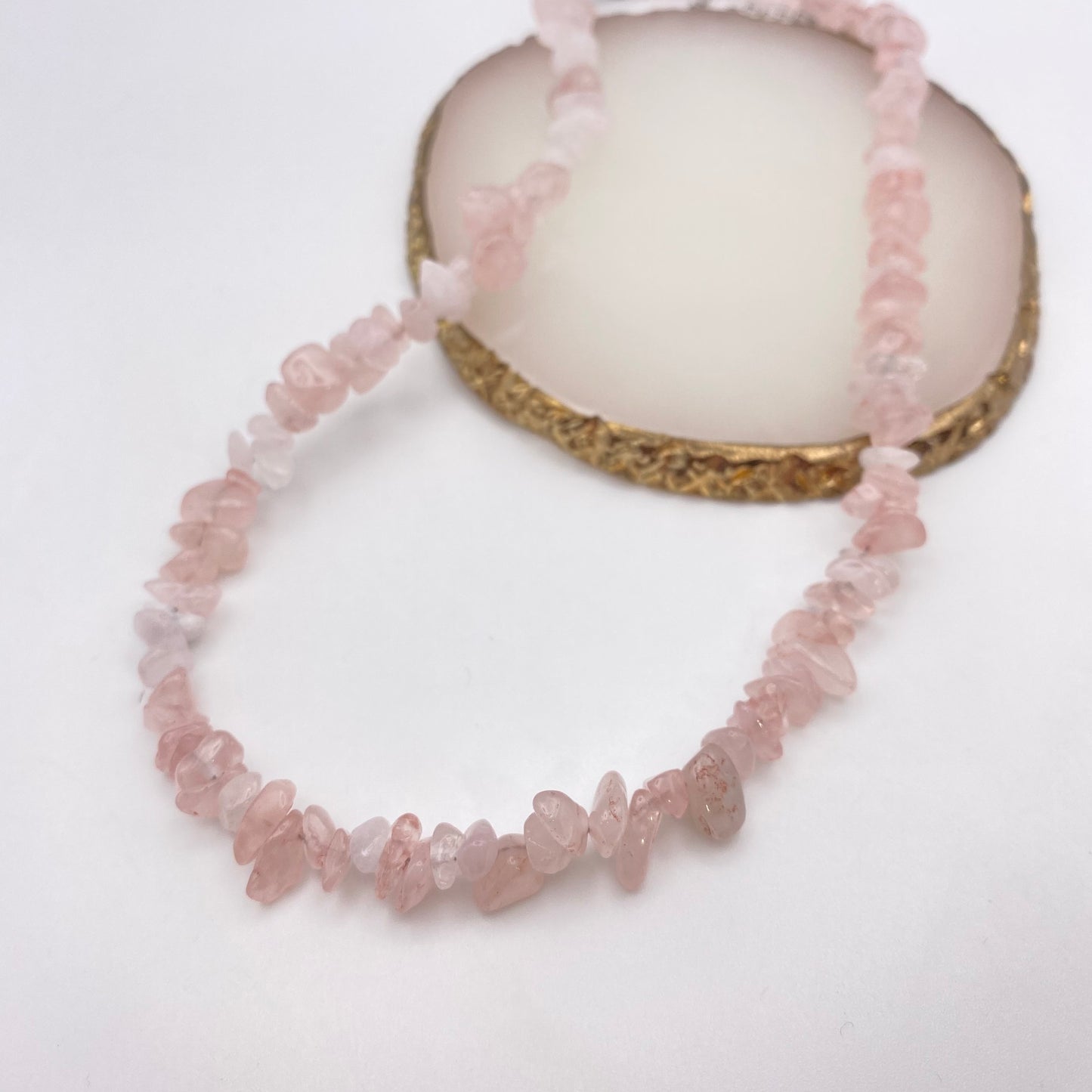 Pink Rose Quartz Crystal Necklace