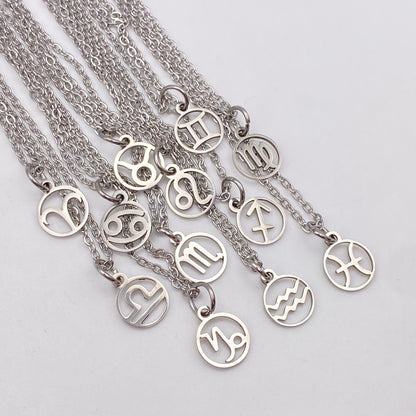 Silver Hollow Star Sign Necklaces