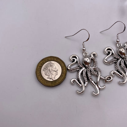 Silver Octopus Earrings