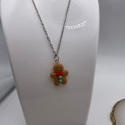 Brown Gingerbread Man Necklace