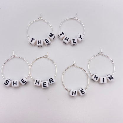 Pronoun Hoop Earrings