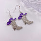 Purple Disco Cowboy Boot With Hat Earrings