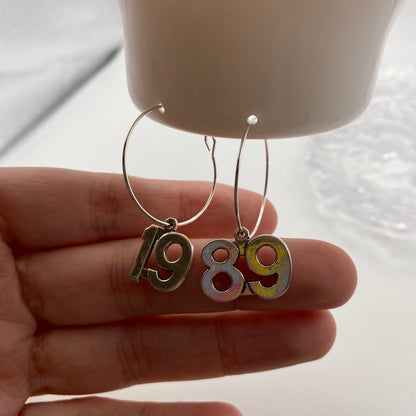 1989 Number Hoop Earrings