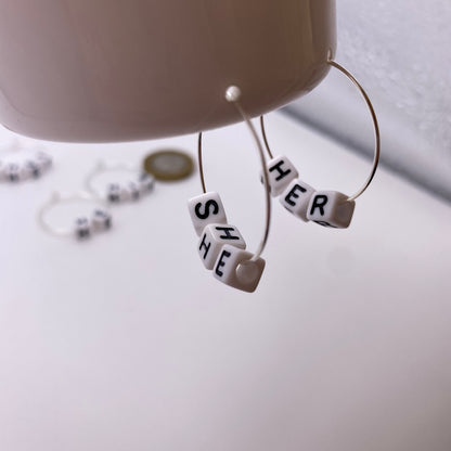 Pronoun Hoop Earrings