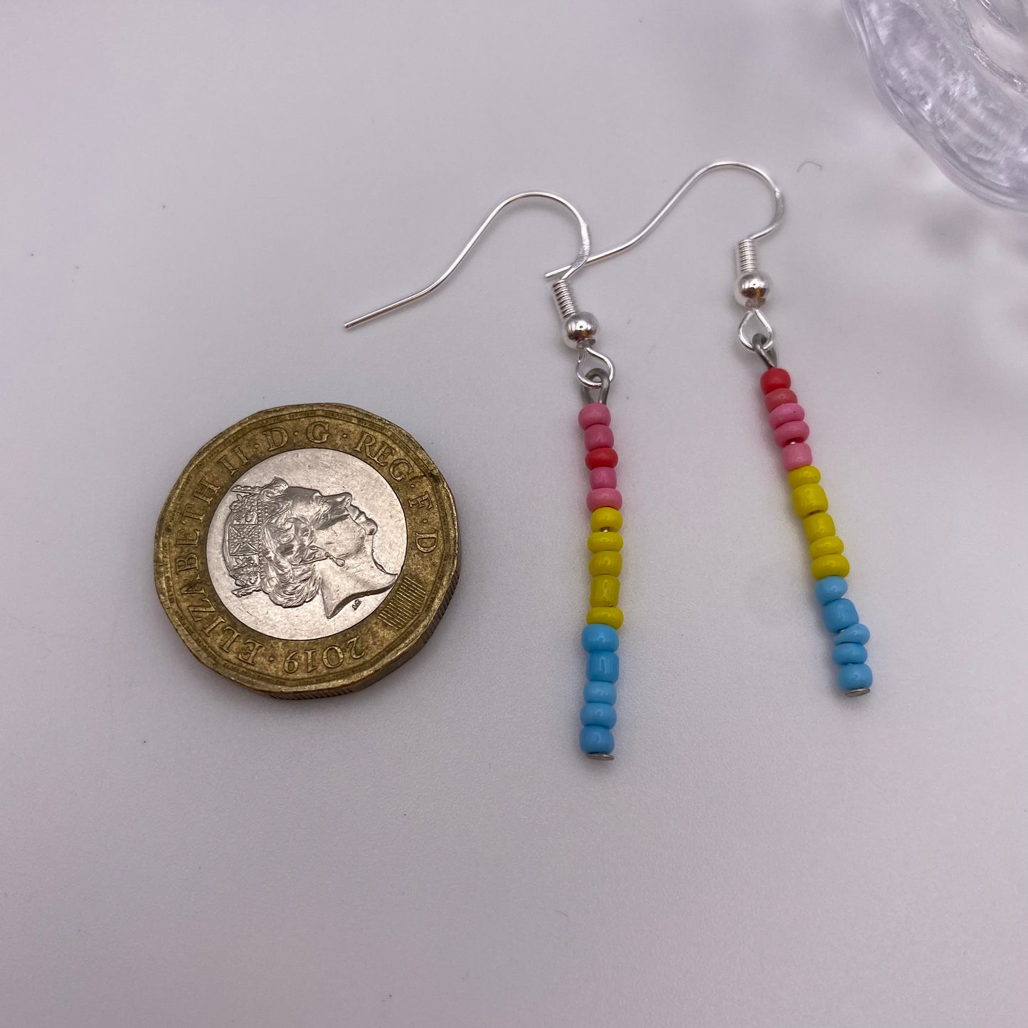 Pink, Yellow and Blue Beaded Earrings