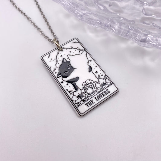The Lovers Cat Tarot Card Necklace