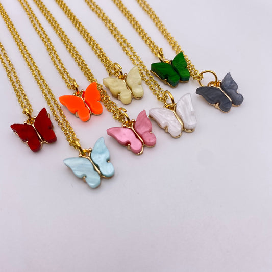 Colourful Butterfly Necklaces Gold