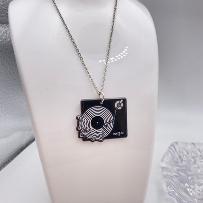 Vinyl Record Player Necklace