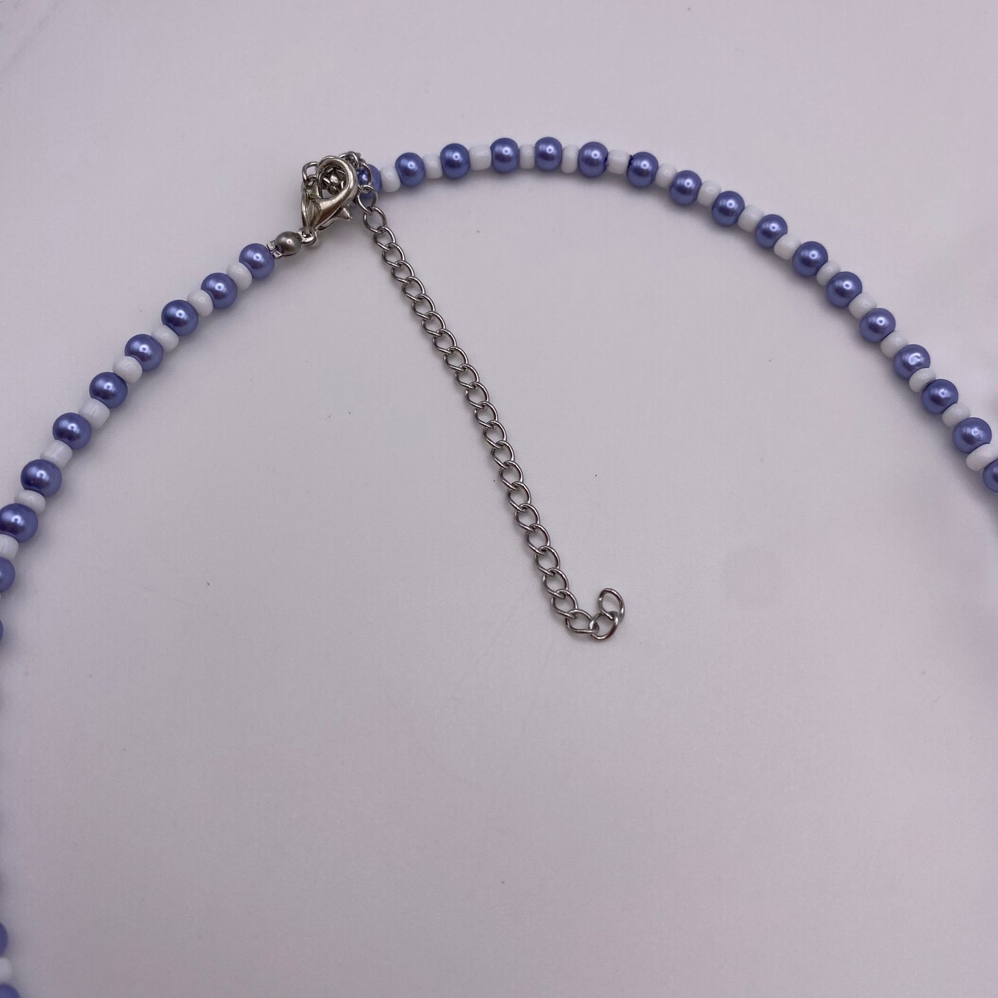 Blue and White Pearl Beaded Necklace