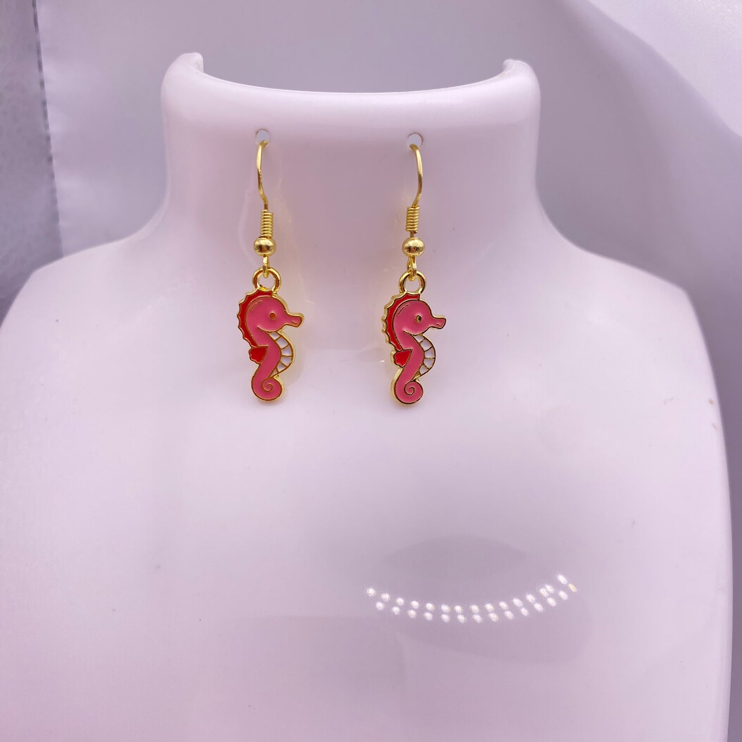 Pink Seahorse Earrings