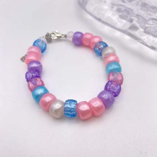 Pink Purple and Blue Beaded Bracelet