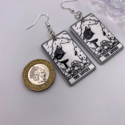The Lovers Cat Tarot Card Earrings