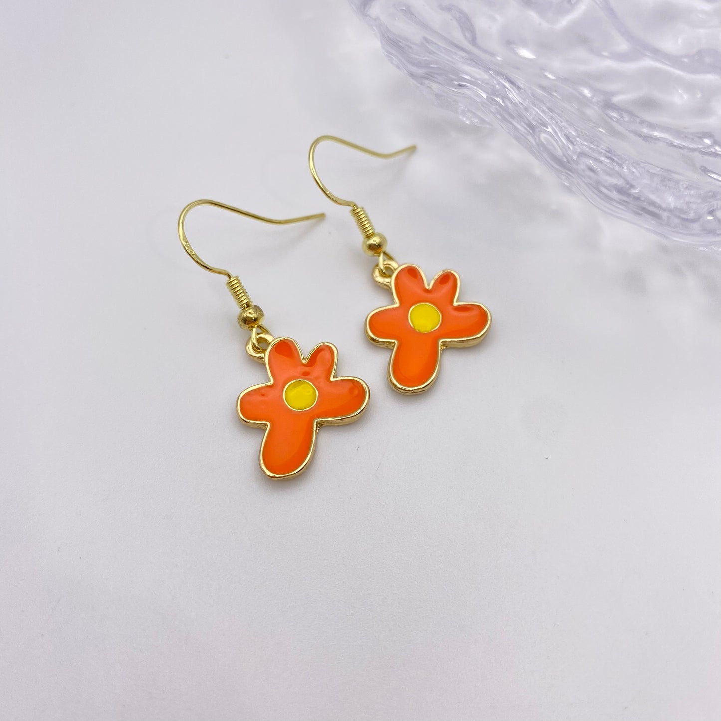 Groovy Orange Flower Earrings