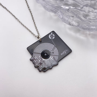 Vinyl Record Player Necklace