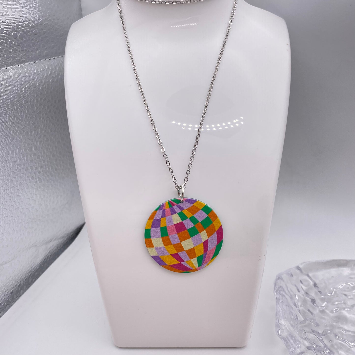 Colourful Mirror Disco Ball Necklace