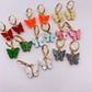 Colourful Butterfly Huggie Hoops Earrings Gold
