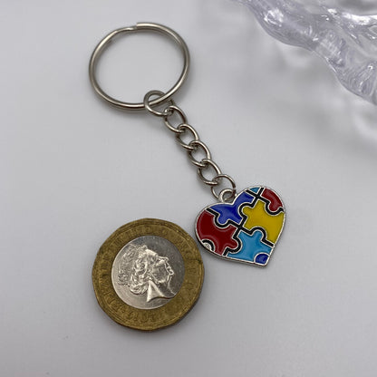 Jigsaw Puzzle Heart Keyring