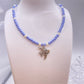 Blue and White Pearl Beaded Necklace with Fish