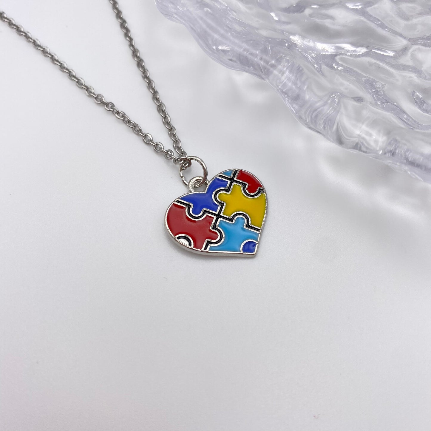 Jigsaw Puzzle Heart Necklace