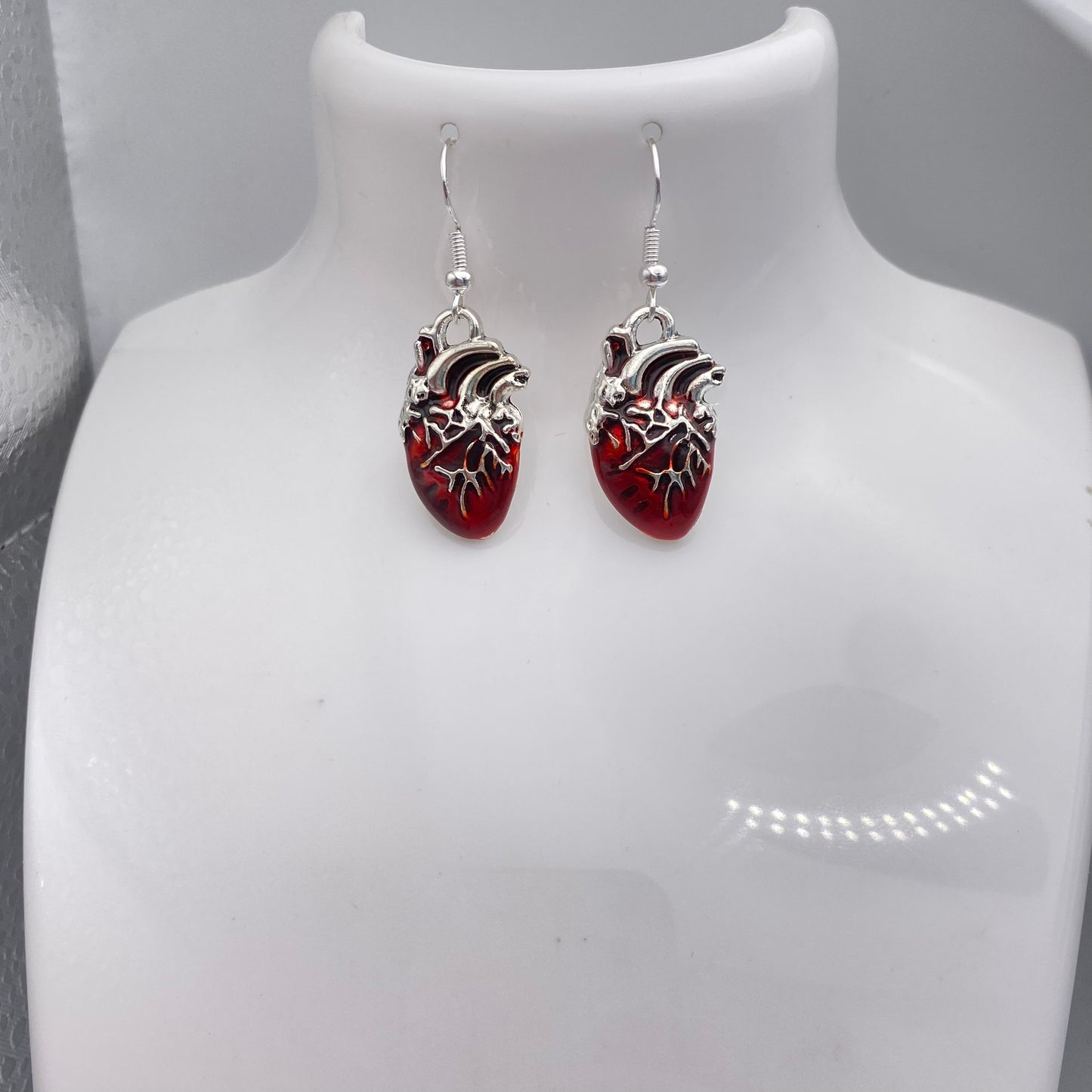 Gory Red Heart Earrings