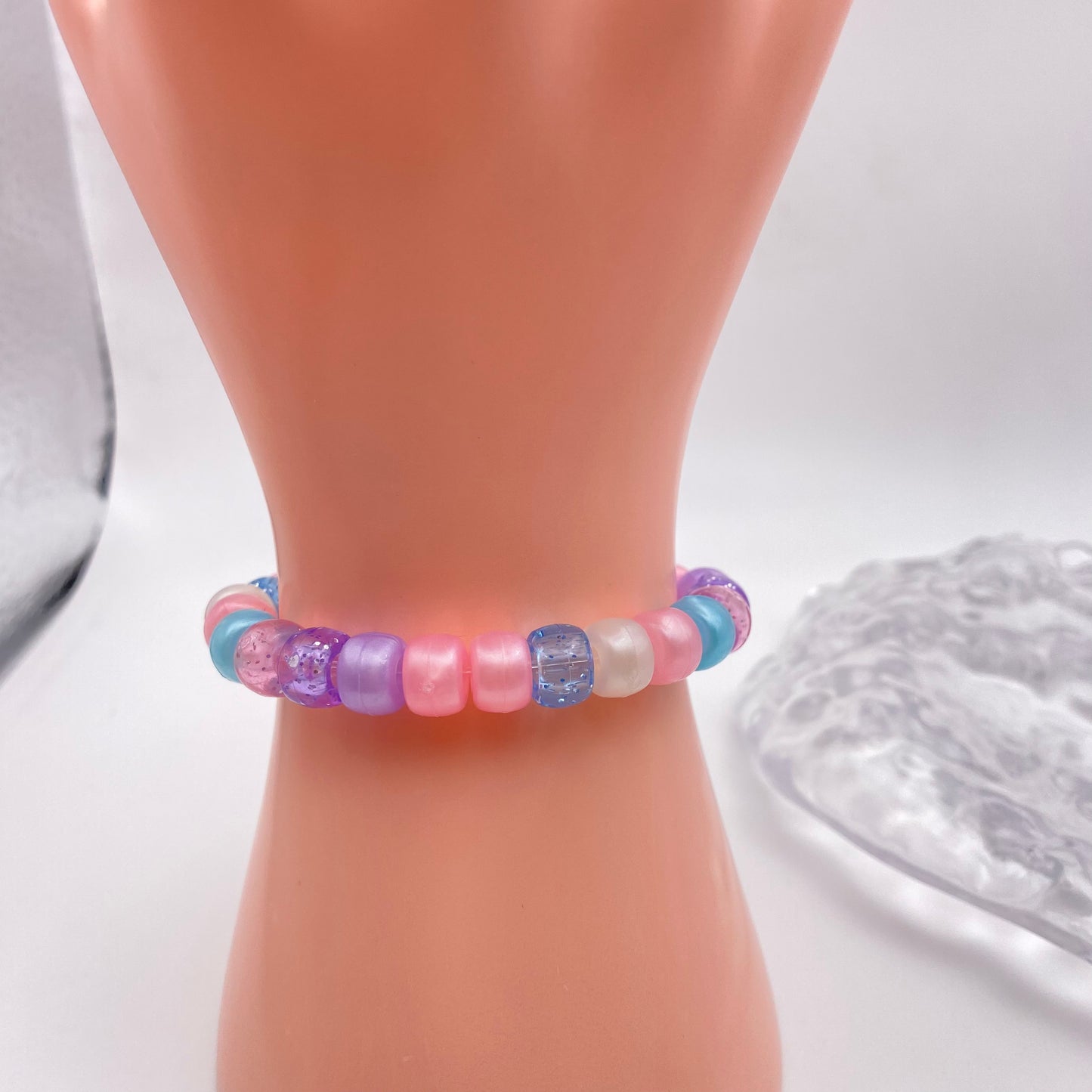 Pink Purple and Blue Beaded Bracelet