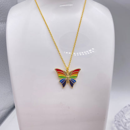 Rainbow Butterfly Necklace