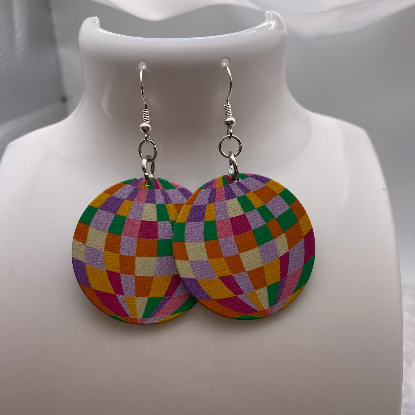Colourful Mirror Disco Ball Earrings