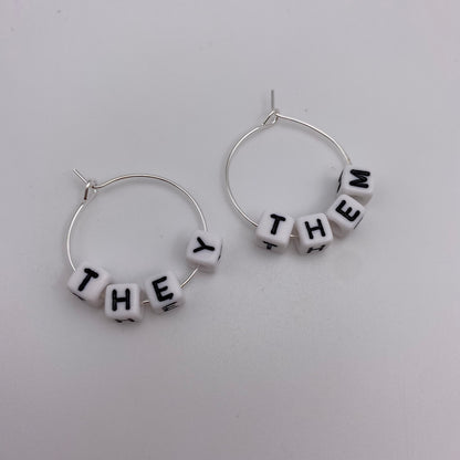 Pronoun Hoop Earrings