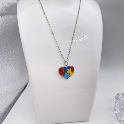 Jigsaw Puzzle Heart Necklace