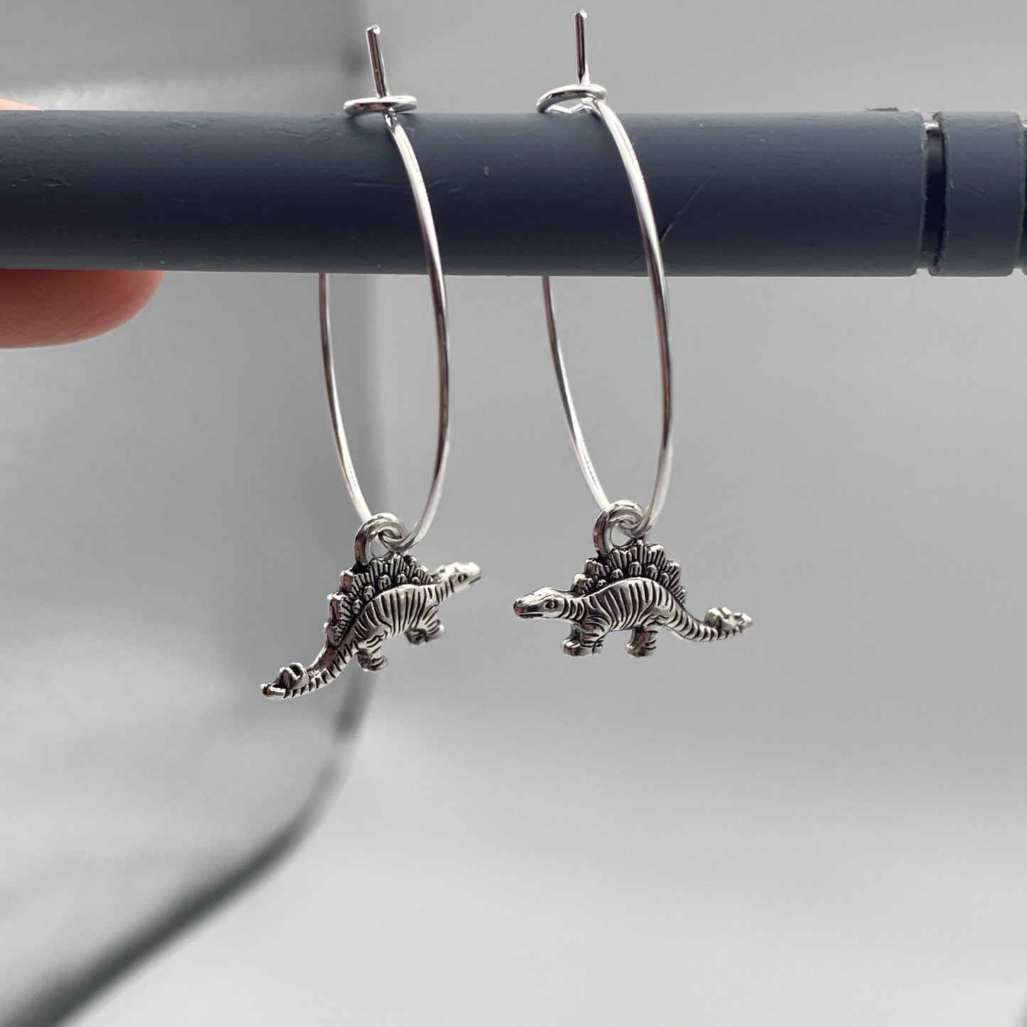 Stegosaurus Dinosaur Hoop Earrings