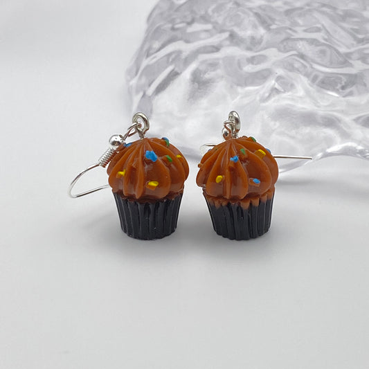Chocolate Icing Cupcake Earrings