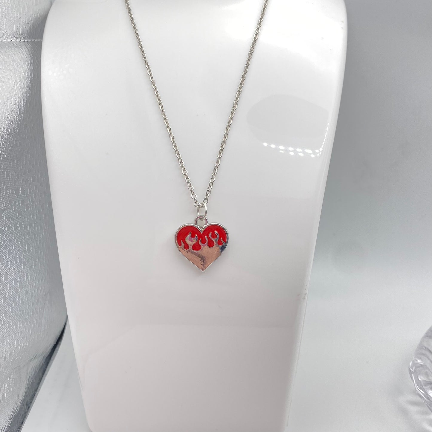 Red Flame Heart Necklace