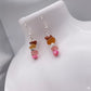 Orange, White and Pink/ Purple Crystal Earrings