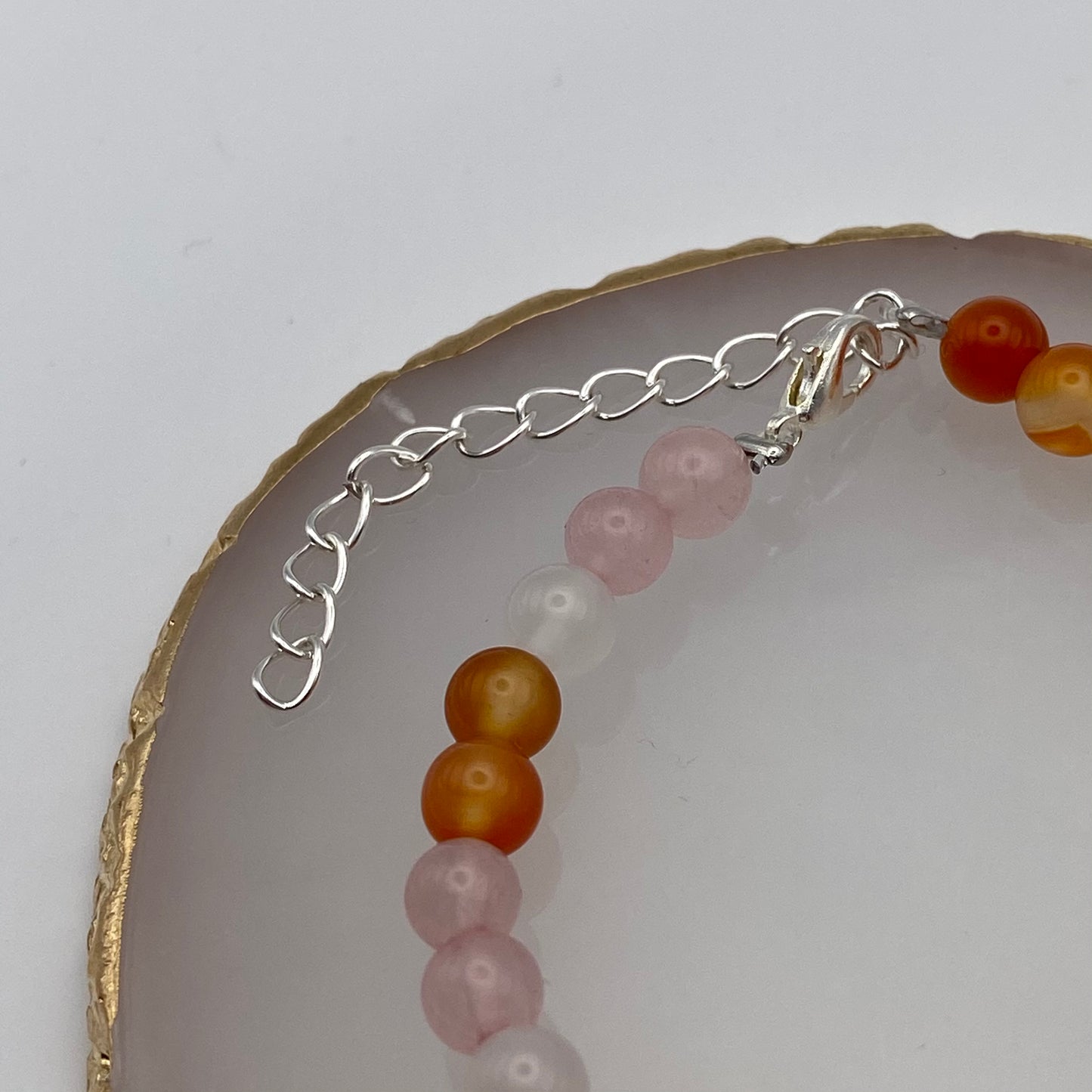 Round Orange, White and Pink/ Purple Crystal Bracelet