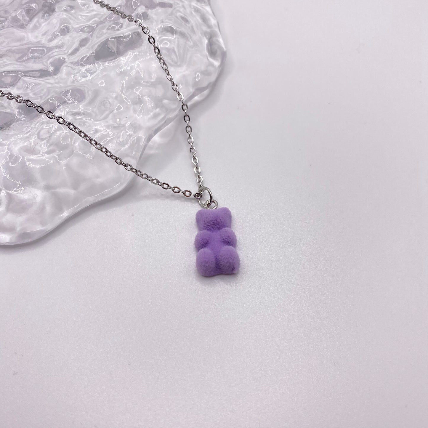Fuzzy Purple Gummy Bear Necklace