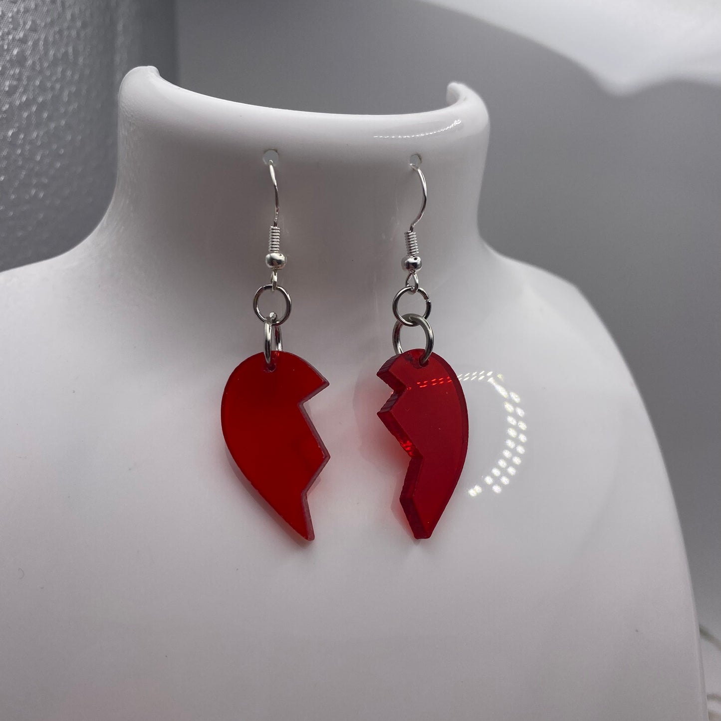 Red Broken Heart Earrings