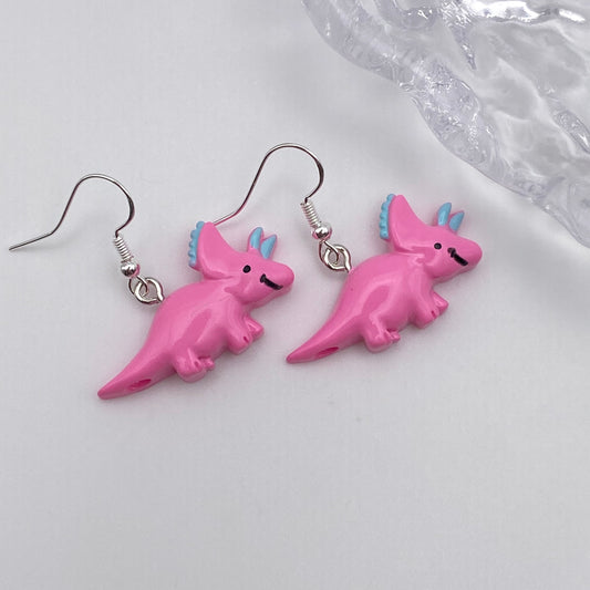 Pink Dinosaur Earrings