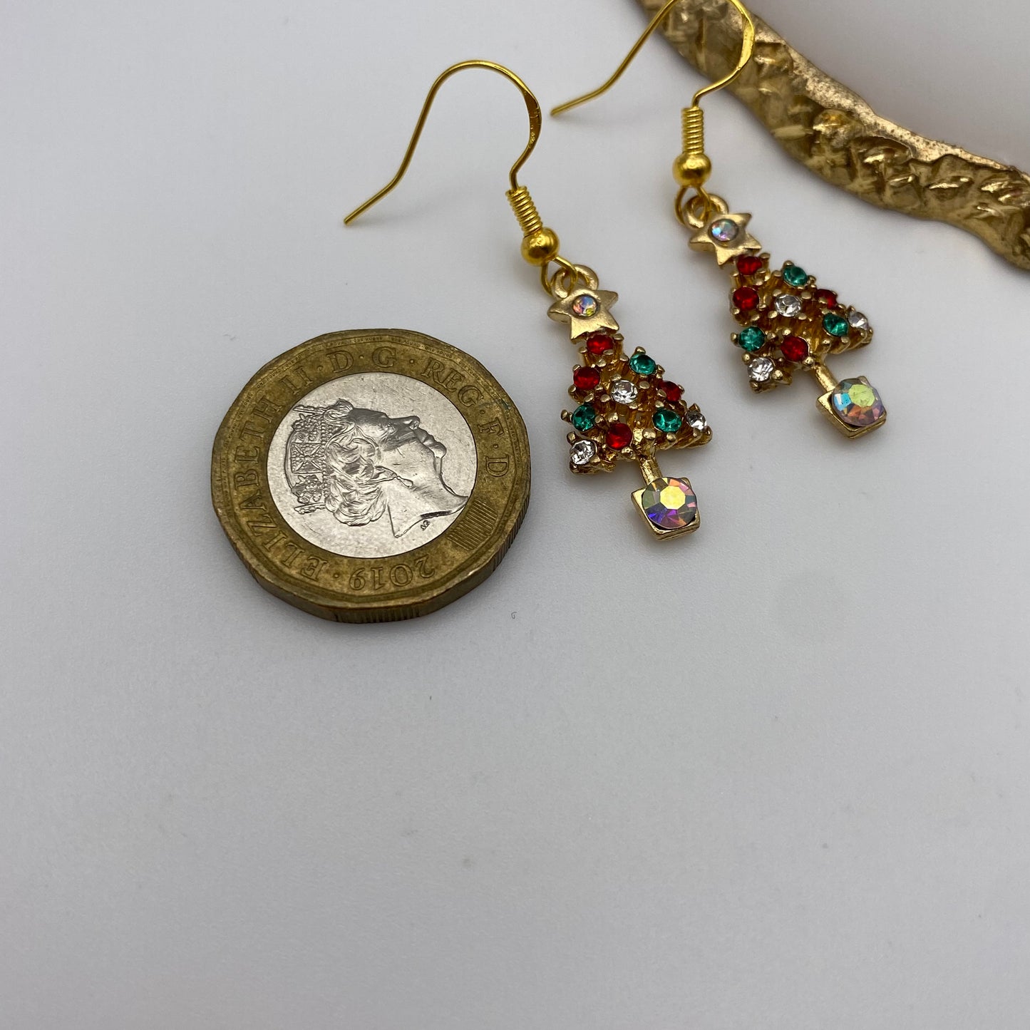 Gold Christmas Tree Earrings