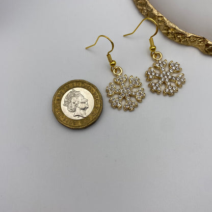 Gold Snowflake Earrings