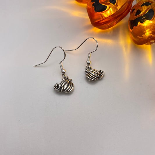 Small Silver Pumpkin Earrings