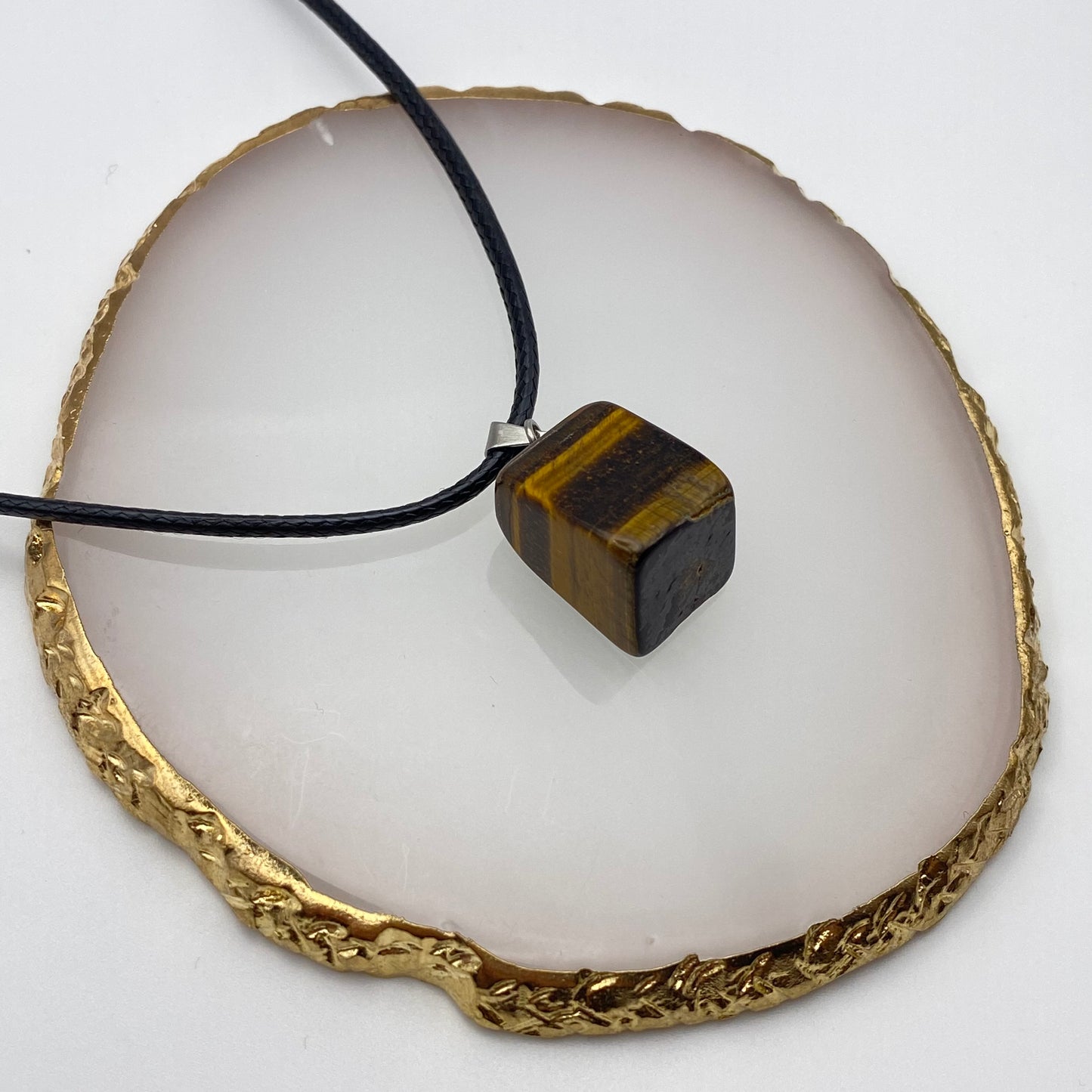 Tigers Eye Crystal Chunk Necklace on Black Cord
