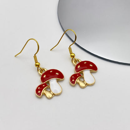 Gold Mushroom Earrings